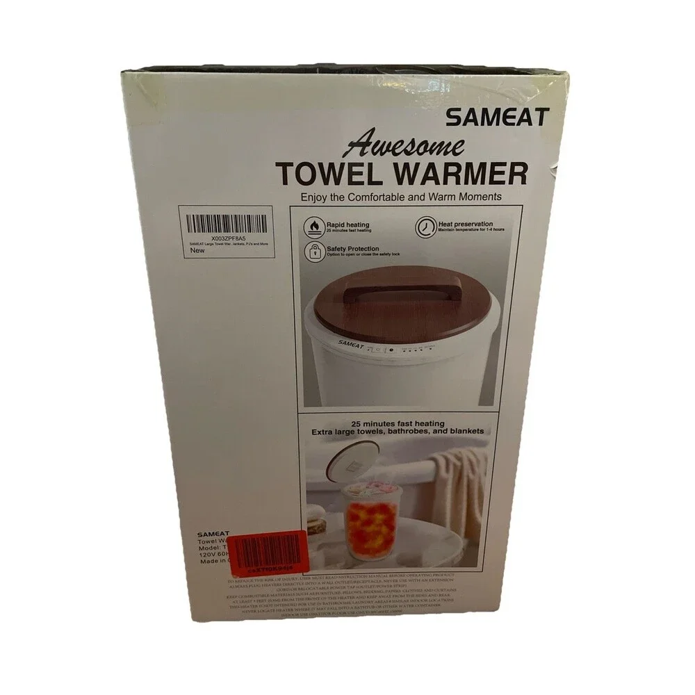 SAMEAT Heated Towel Warmer Large Bucket White Bath Robe Blanket Warmer NWT